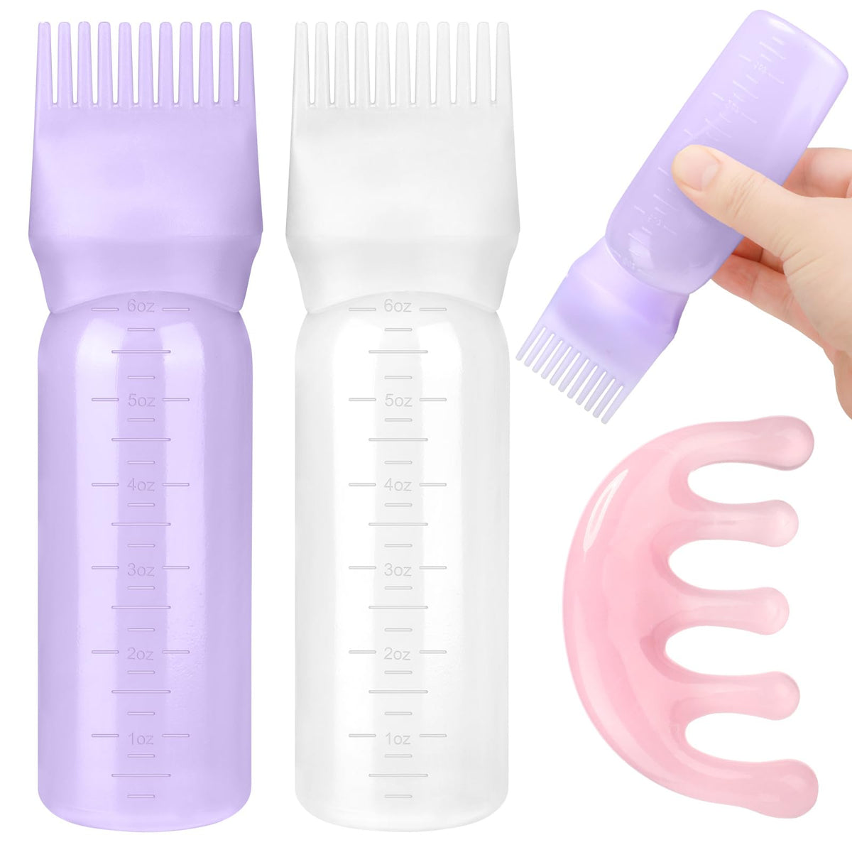 Prosuites hair oil applicator bottle white front for mess-free oil application.