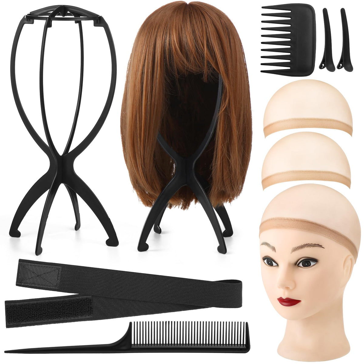 ProSuites wig head stand folded for compact travel storage.