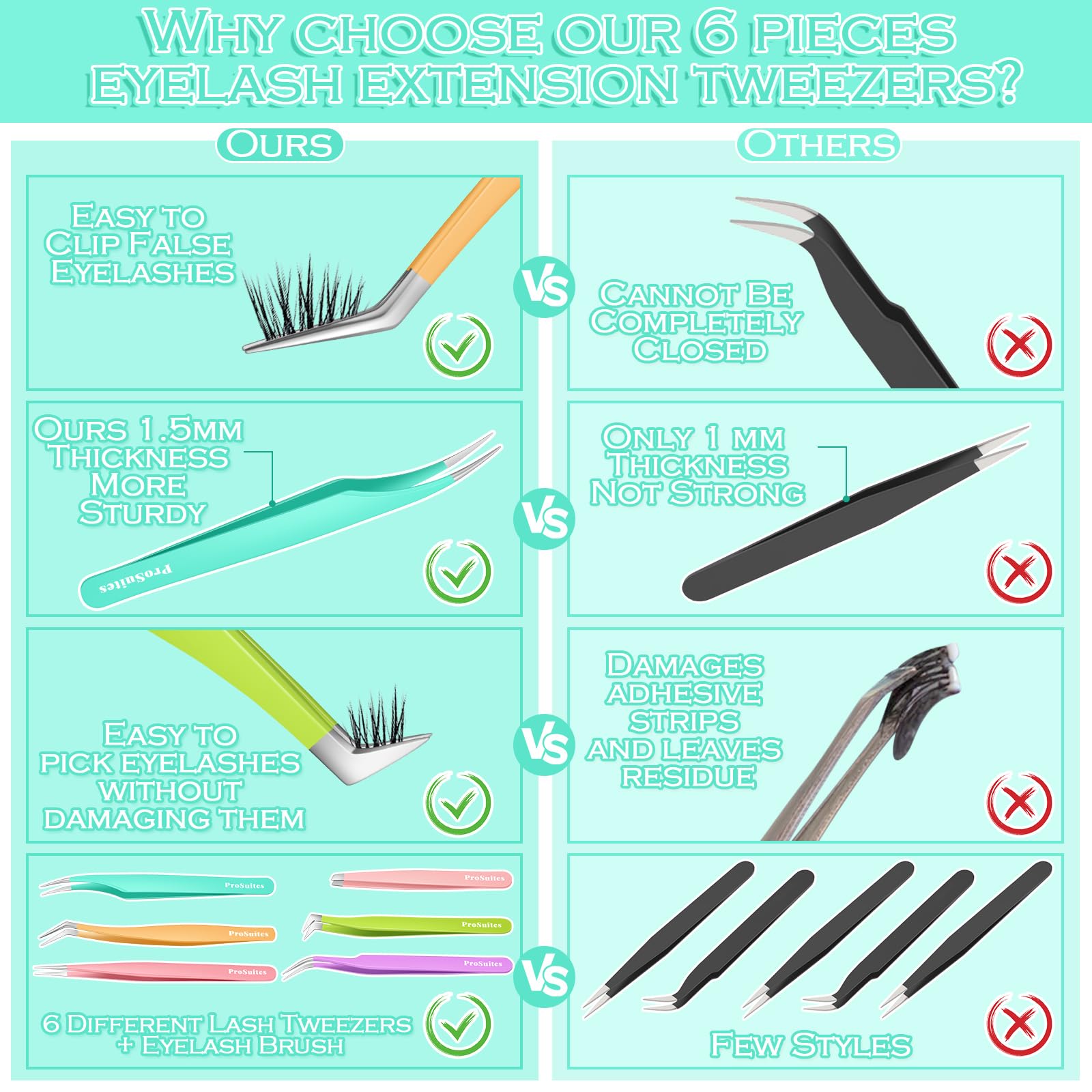 ProSuites color-plated finish tweezers combine durability with stylish design.