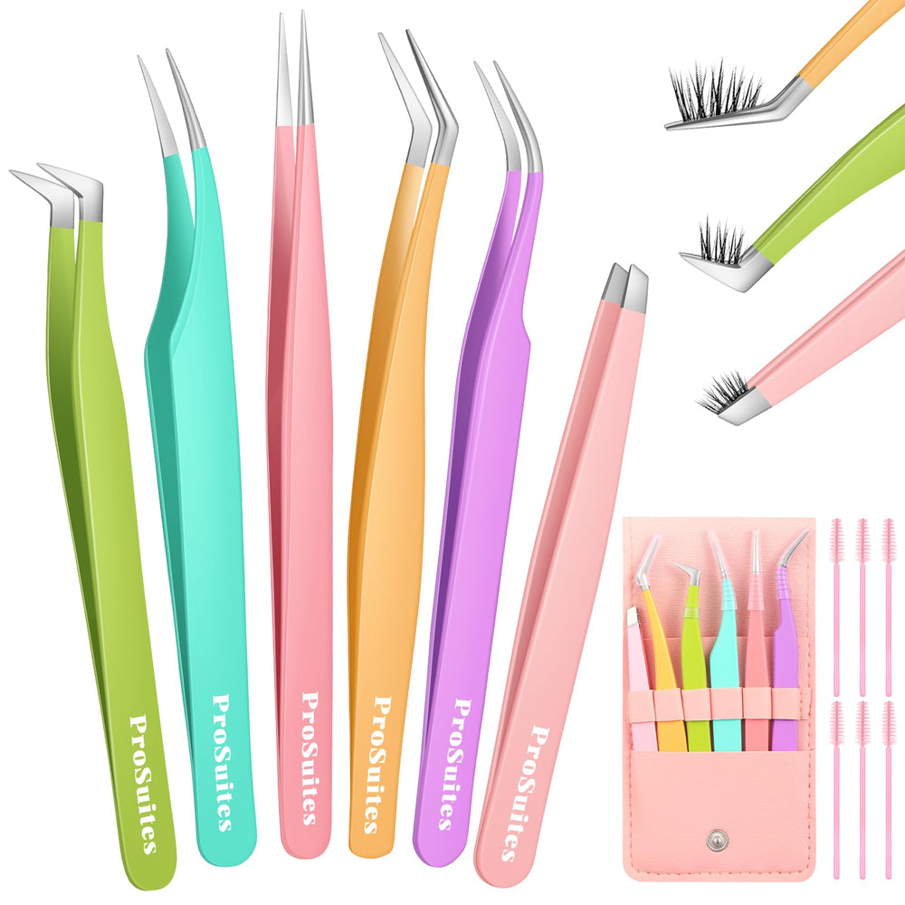 ProSuites eyelash tweezers set curved tips for precise lash extensions.