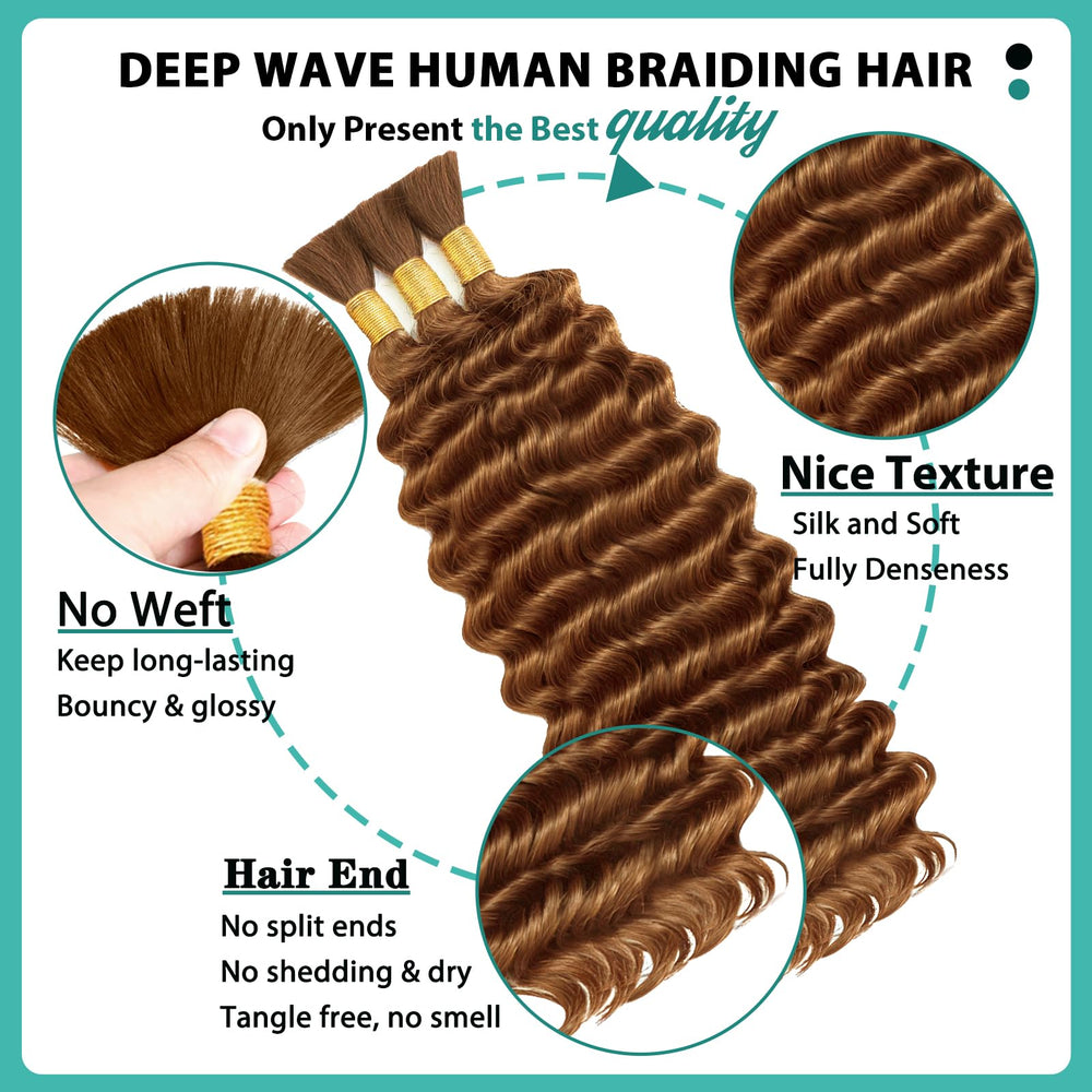 Protaw boho curls 20in ginger brown close-up reveals defined wave texture.