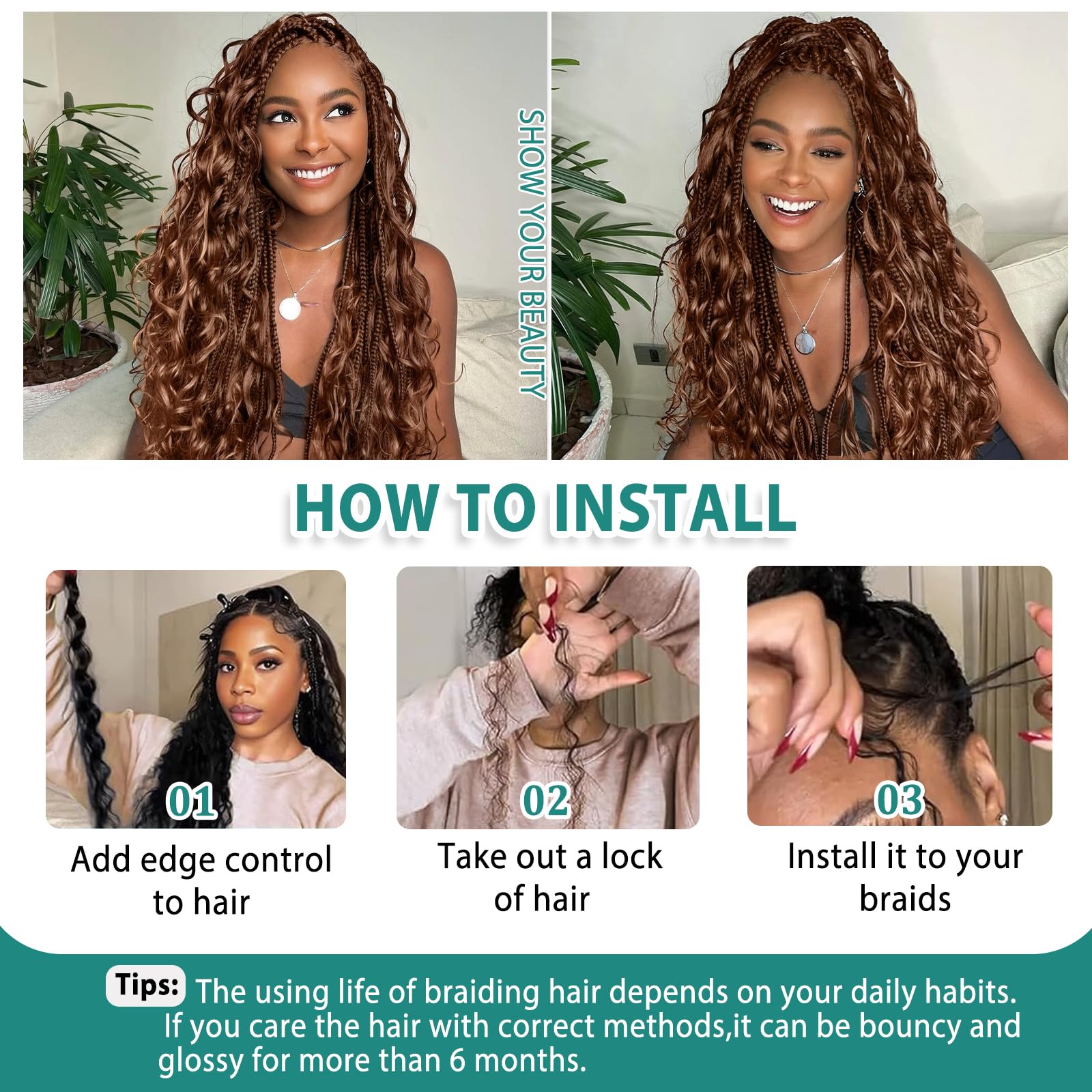 Protaw weftless design 20in ginger brown demonstrates lightweight, comfortable braids.