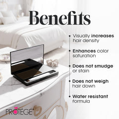 Protege Beauty root touch-up powder close-up blending with hair texture