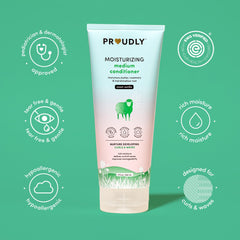PROUDLY Baby conditioner application shows detangling on damp hair.