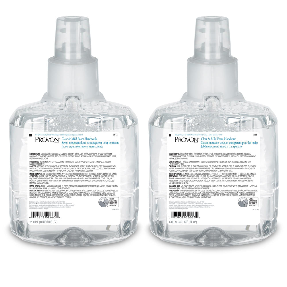 PROVON LTX-12 clear foam handwash packaging shows refill-ready option