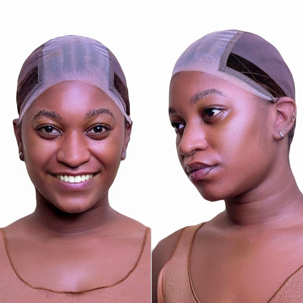 Prudenp lace wig grip cap front view for secure, non-slip wear with lace front wigs