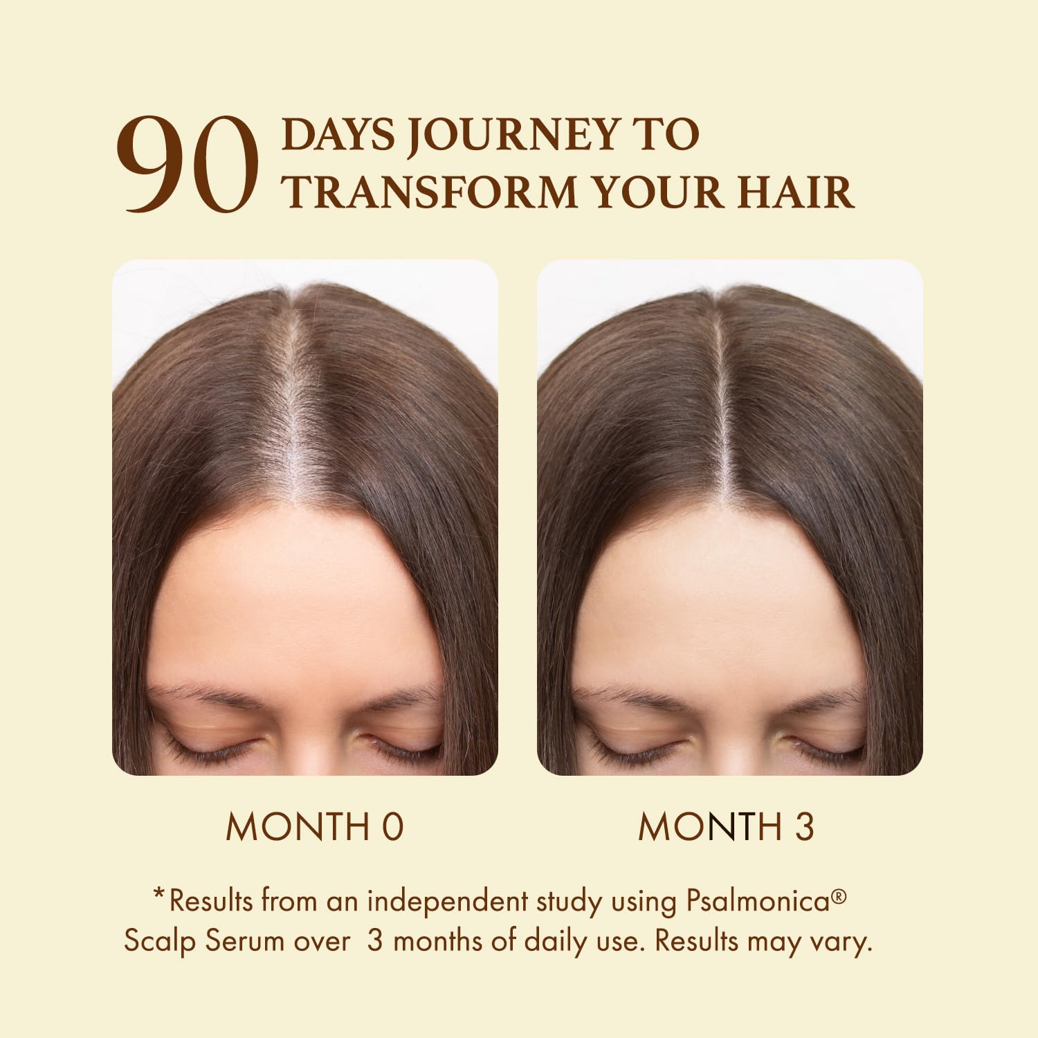Psalmonica Hair Growth Serum spray applicator closeup demonstrates easy, even scalp coverage