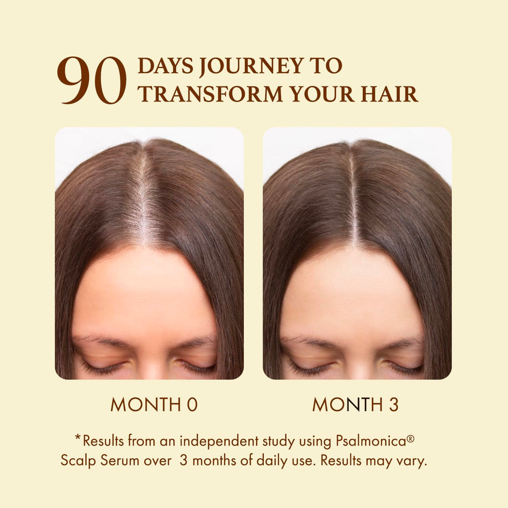 Psalmonica Hair Growth Serum spray applicator closeup demonstrates easy, even scalp coverage