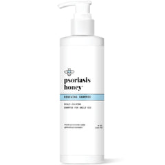 PSORIASIS HONEY Renewing Shampoo bottle highlights moisturizing formula for itchy, flaky scalps.
