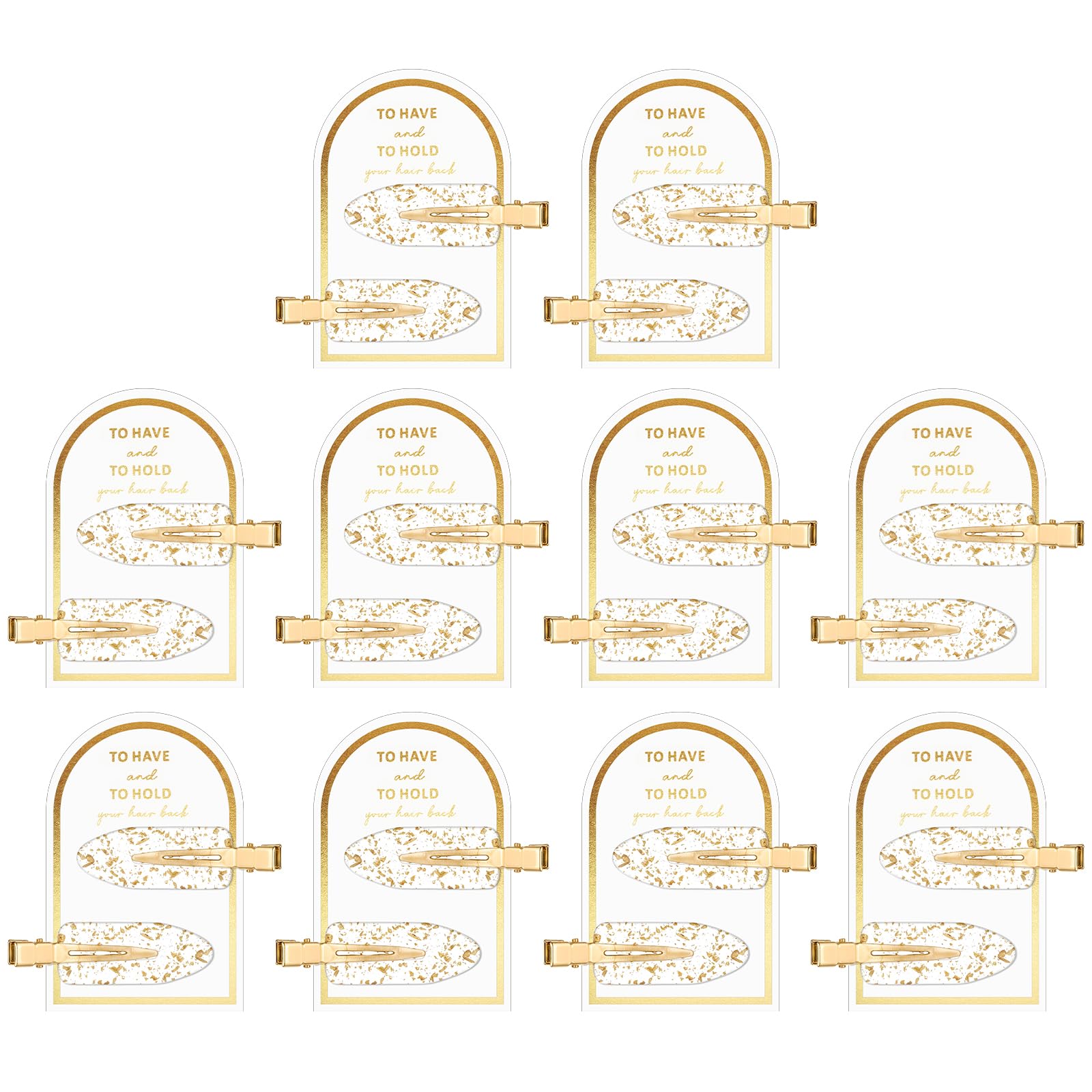 Psyqtsuary no crease hair clip gold packaging close-up for gifting