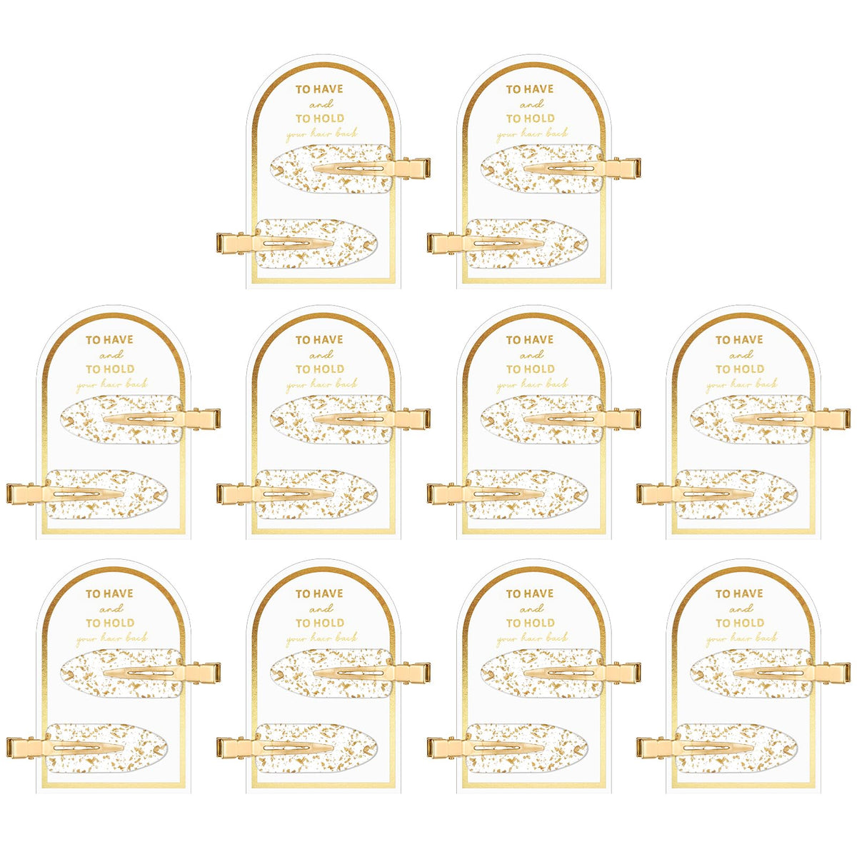 Psyqtsuary no crease hair clip gold packaging close-up for gifting