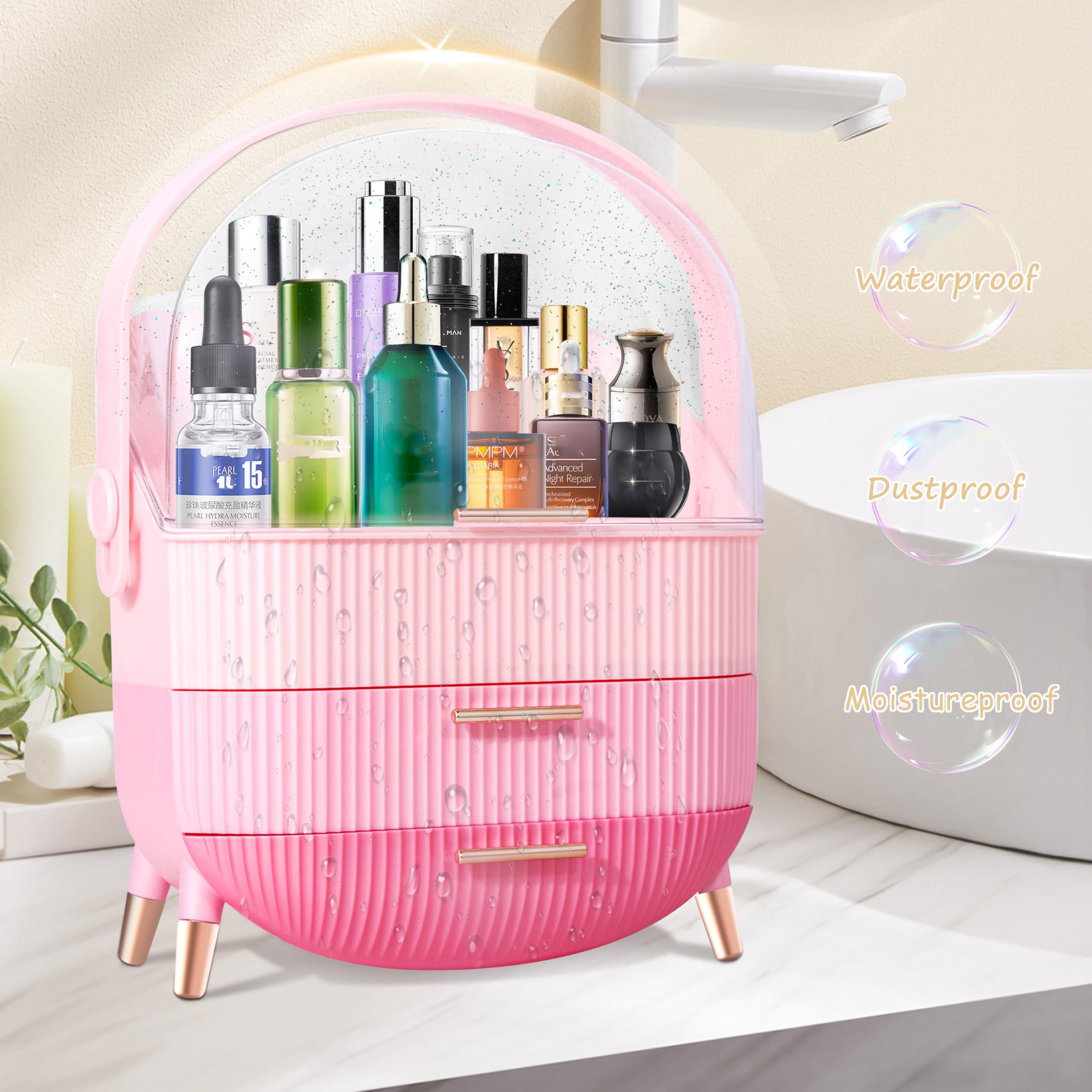 Ptesly Triple Pink used in a dorm room as versatile storage solution