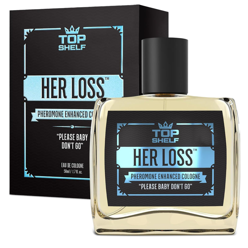 Ptoso Her Loss bottle front showcases premium fragrance for confident first impressions.