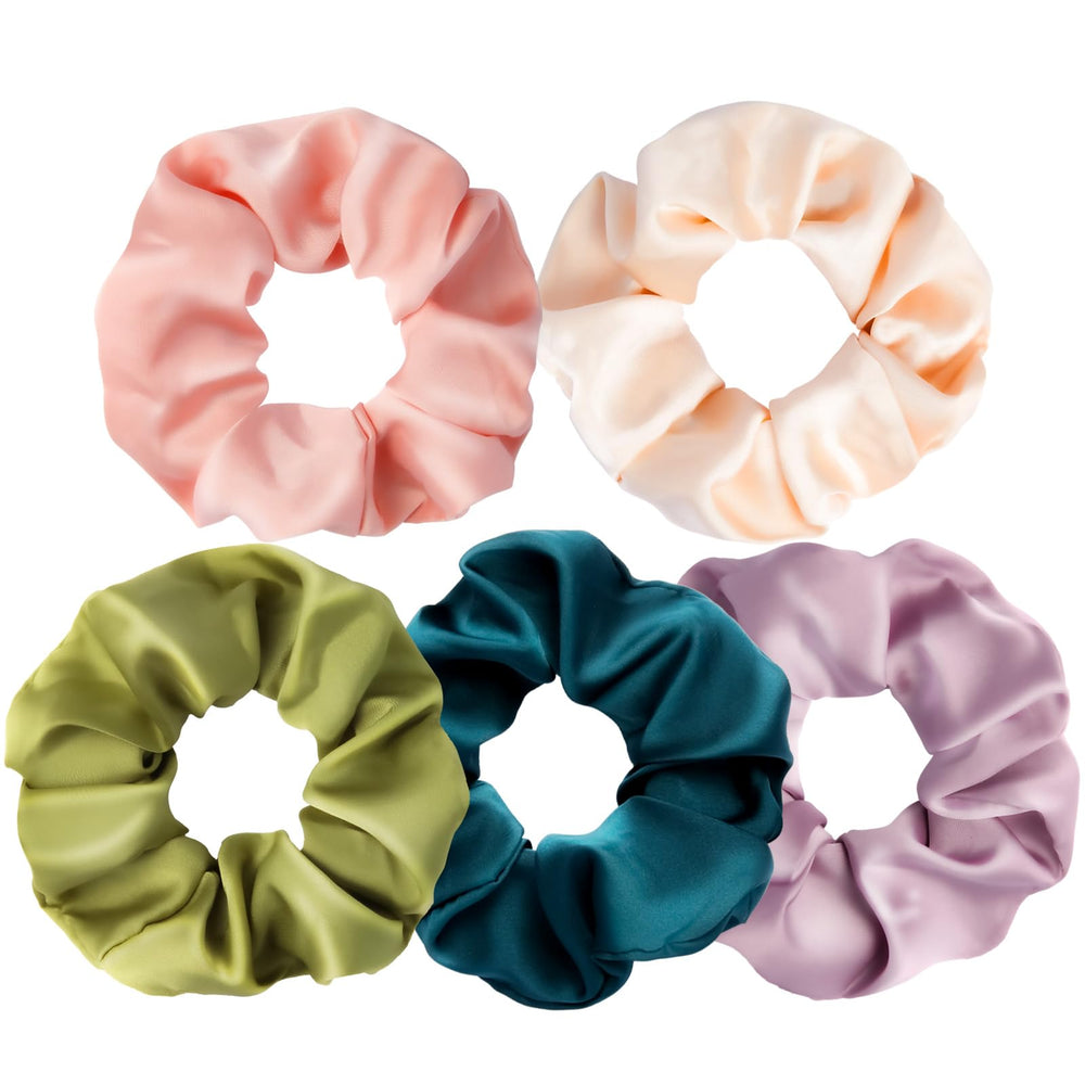 PTSHOW 5Pcs Mulberry Silk Hair Ties pack shows luxurious frizz-minimizing accessories.