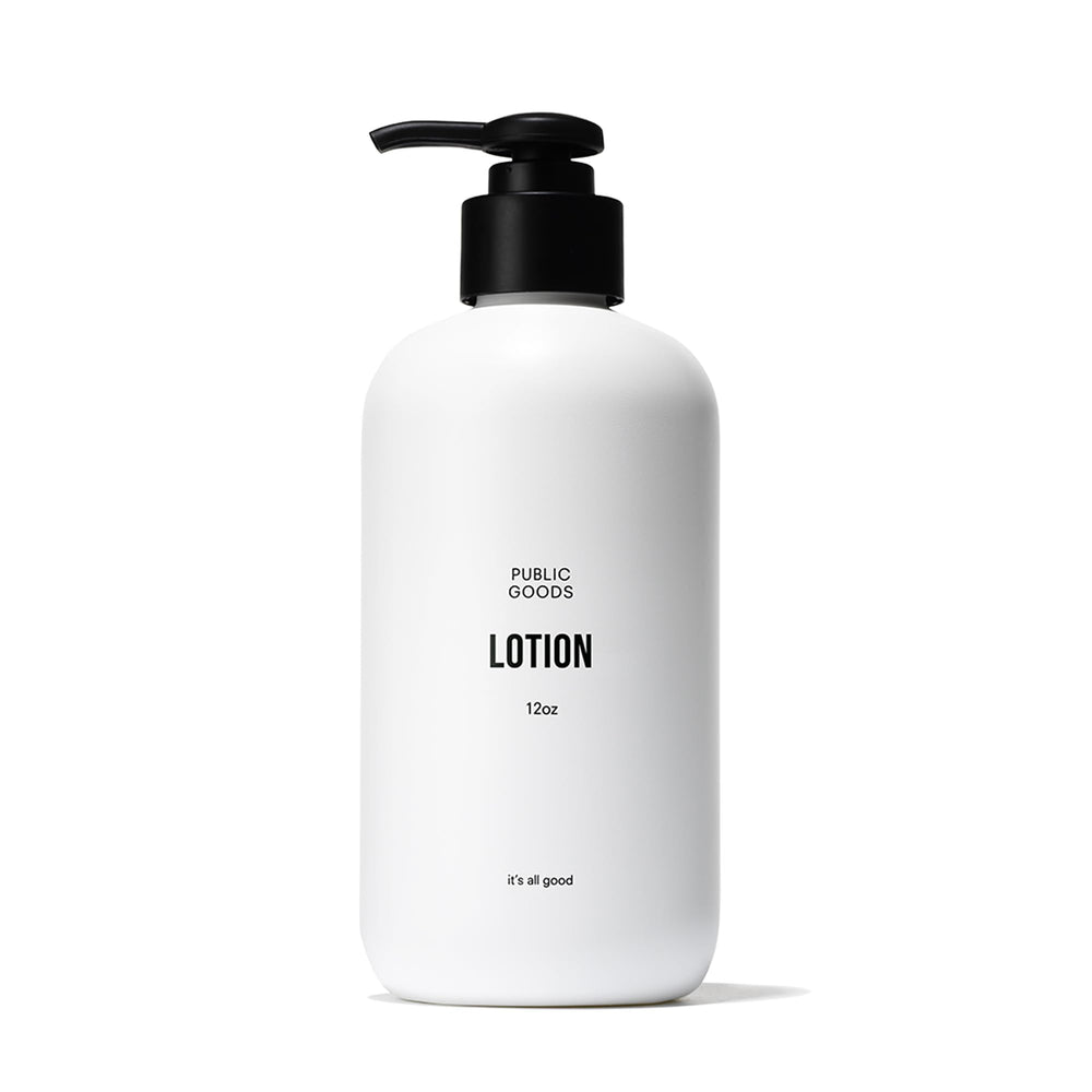 Public Goods Body & Hand Lotion packaging highlights sustainable materials and daily hydration.