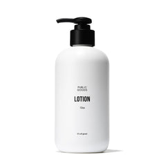Public Goods Body & Hand Lotion packaging highlights sustainable materials and daily hydration.