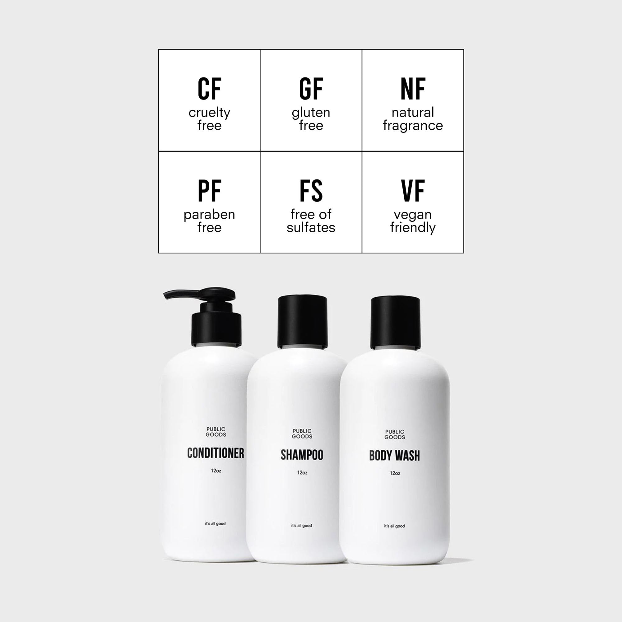 Public Goods conditioner bottle front highlights deep hydration for smooth, manageable hair.