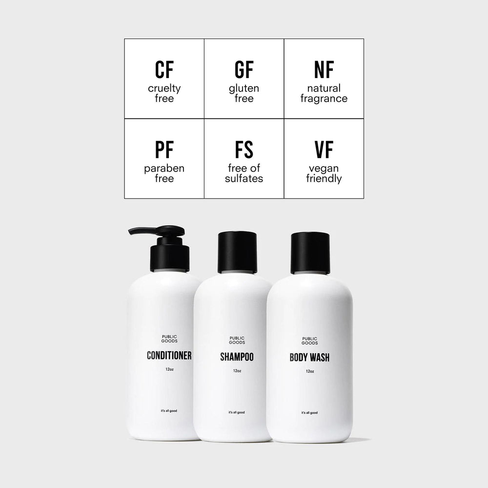 Public Goods conditioner bottle front highlights deep hydration for smooth, manageable hair.