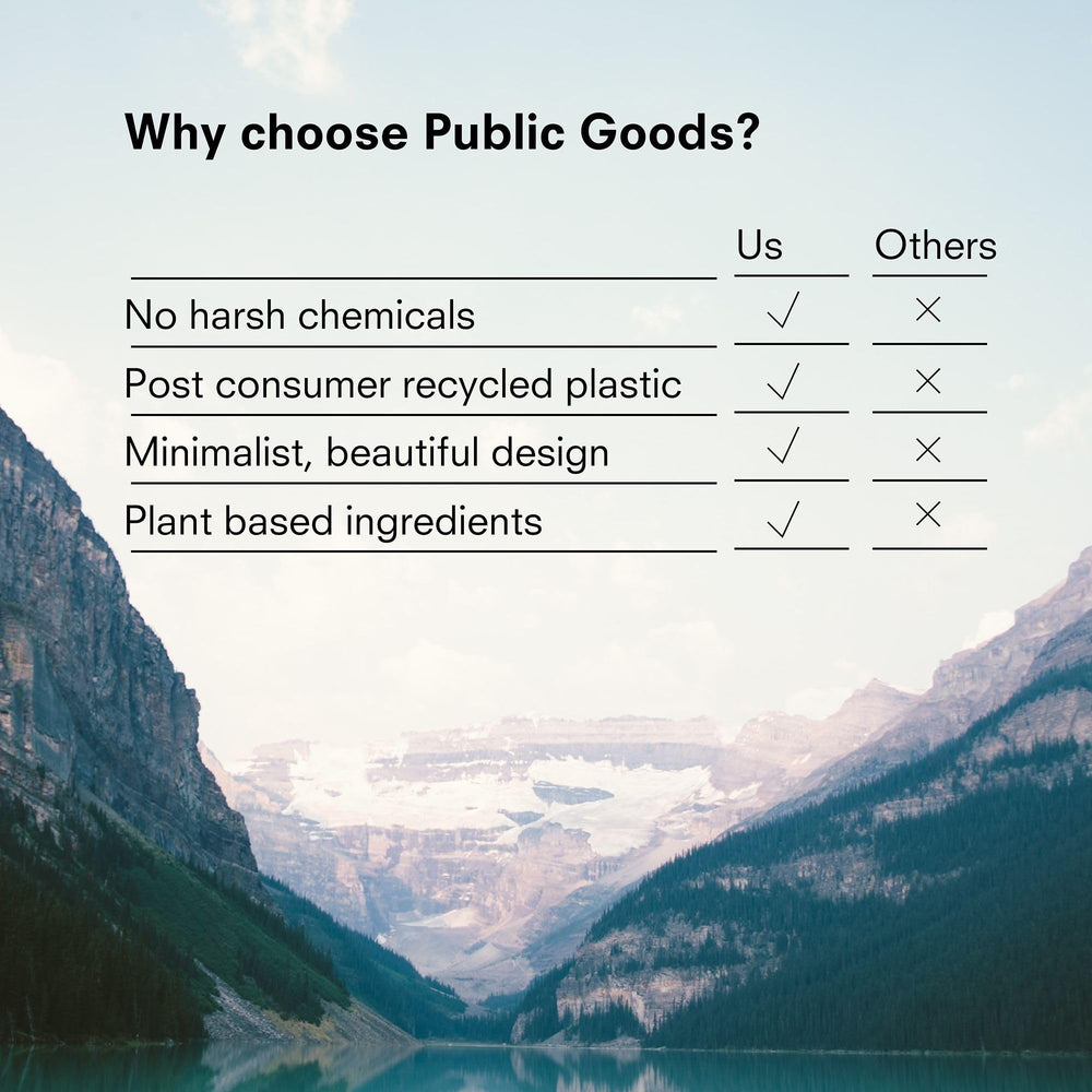 Public Goods conditioner ingredient blend stresses essential oils for scalp nourishment.