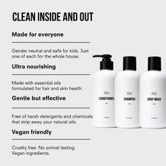 Public Goods essential oils closeup emphasizes natural aromas powering the shower experience.