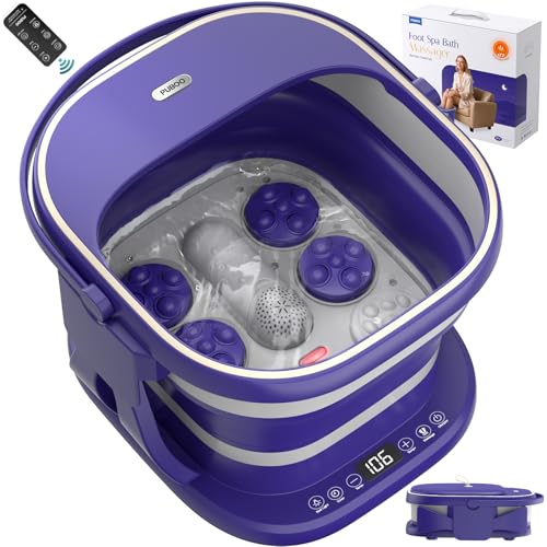 Puboo collapsible foot spa design demonstrates compact storage and quick relaxation.