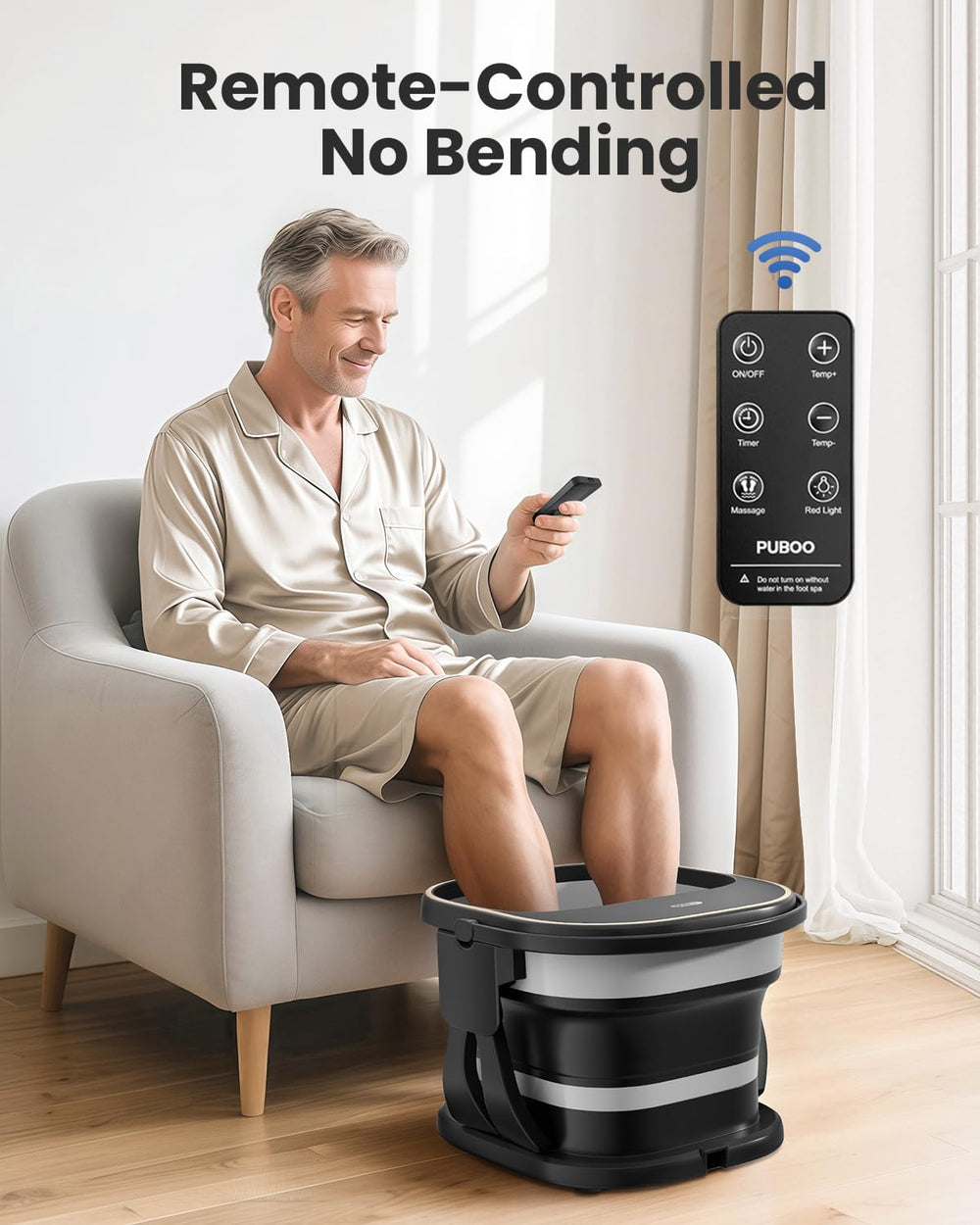 Puboo foot spa folded storage demonstrates compact design when not in use.