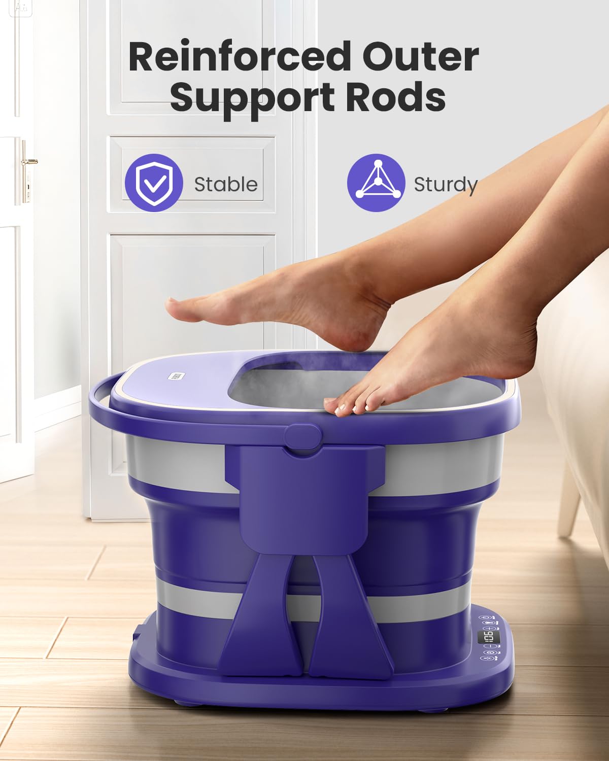 Puboo foot spa fits feet up to size 11 with a roomy interior design.