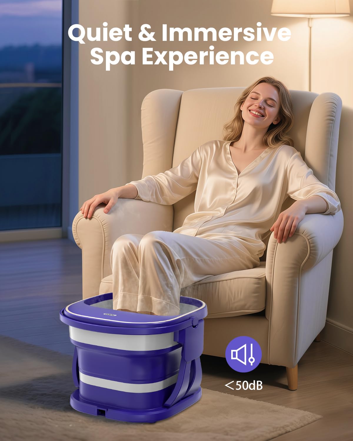 Puboo foot spa water jets provide steady circulation for a balanced soak.