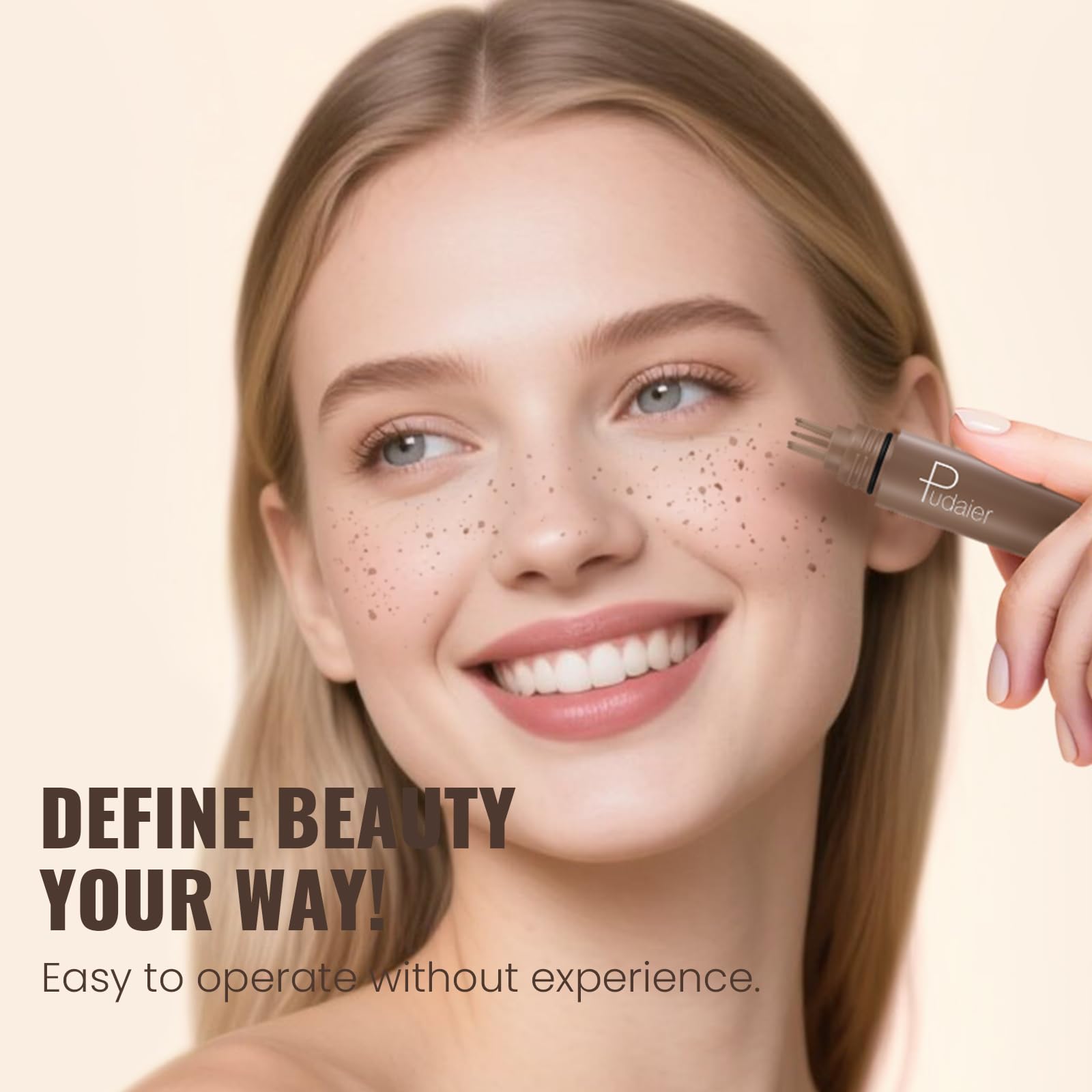 Pudaier Freckle Stamp application on skin demonstrates subtle realism.