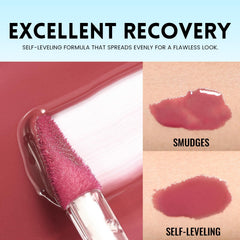 Pudaier glazed lip high-gloss look emphasizes shine without sticky residue.