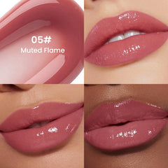 Pudaier tinted lip oil applicator closeup highlights smooth, non-sticky wear and easy glide.