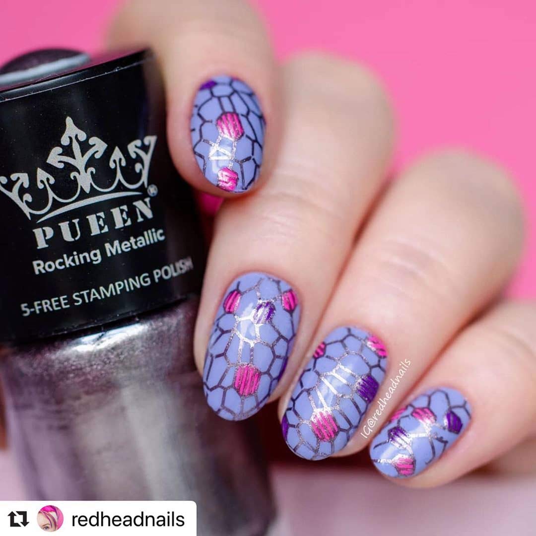 PUEEN Rocking Metallic Swatch Pink Ladies 606 offers playful pink-gold shimmer for festive nail art