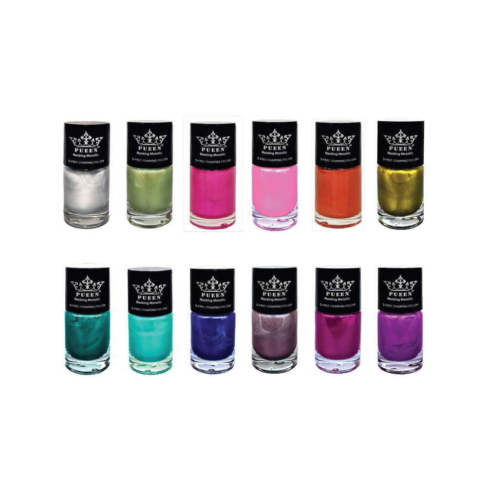PUEEN Rocking Metallic Swatch Silver Dust 601 shows stamping-ready shimmer for precise nail art