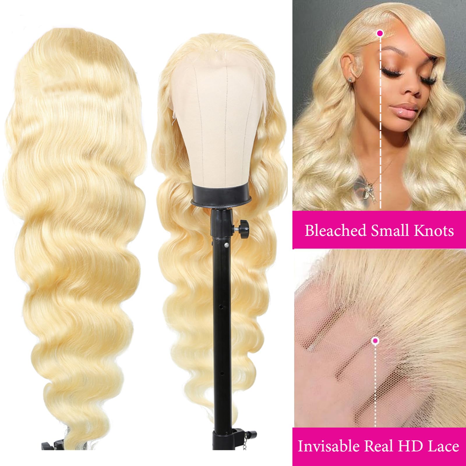 PUHPUH 22-5in glueless cap with adjustable band ensures secure, beginner-friendly wear.