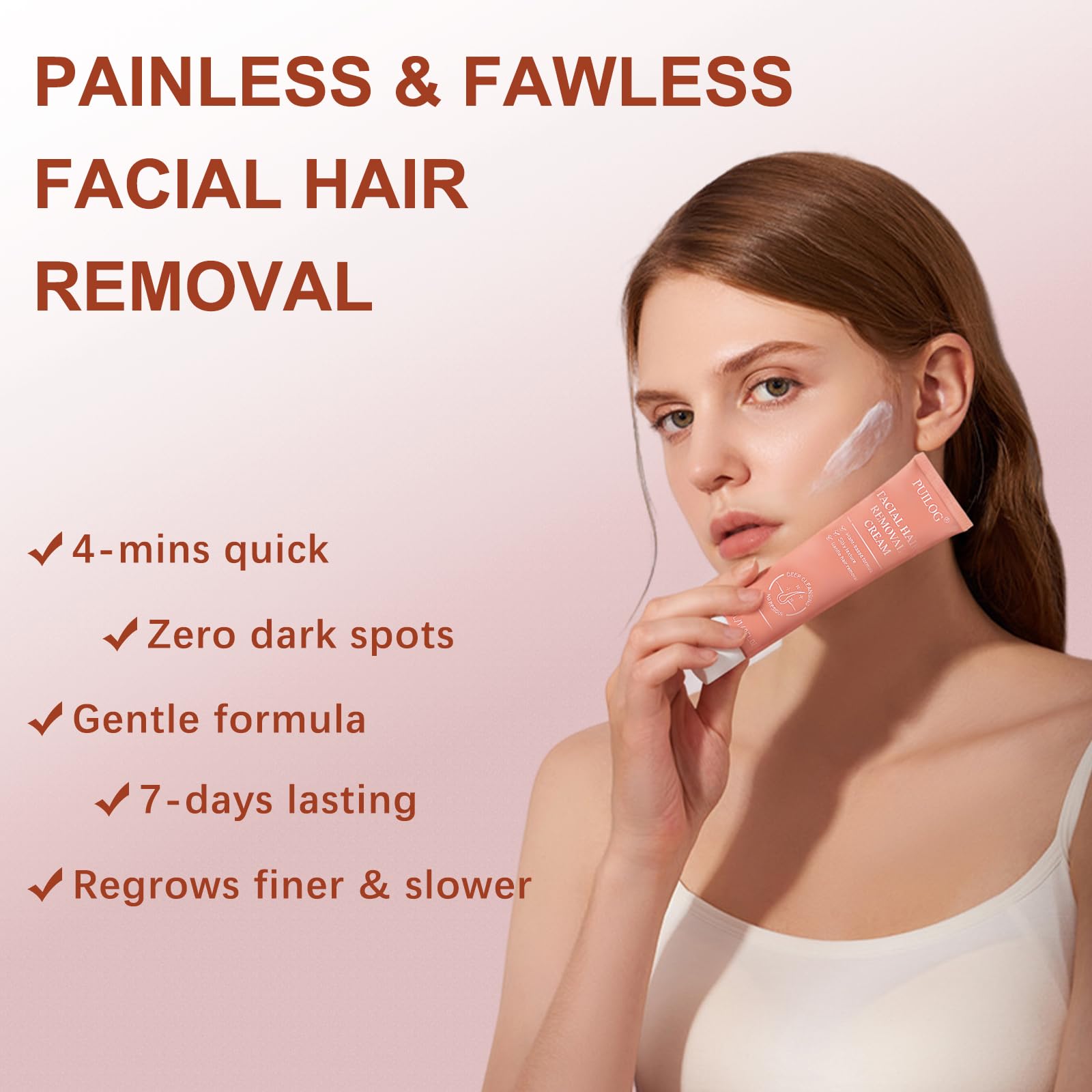 PUILOG face upper lip chin removal demonstrates gentle formula suitable for sensitive skin.