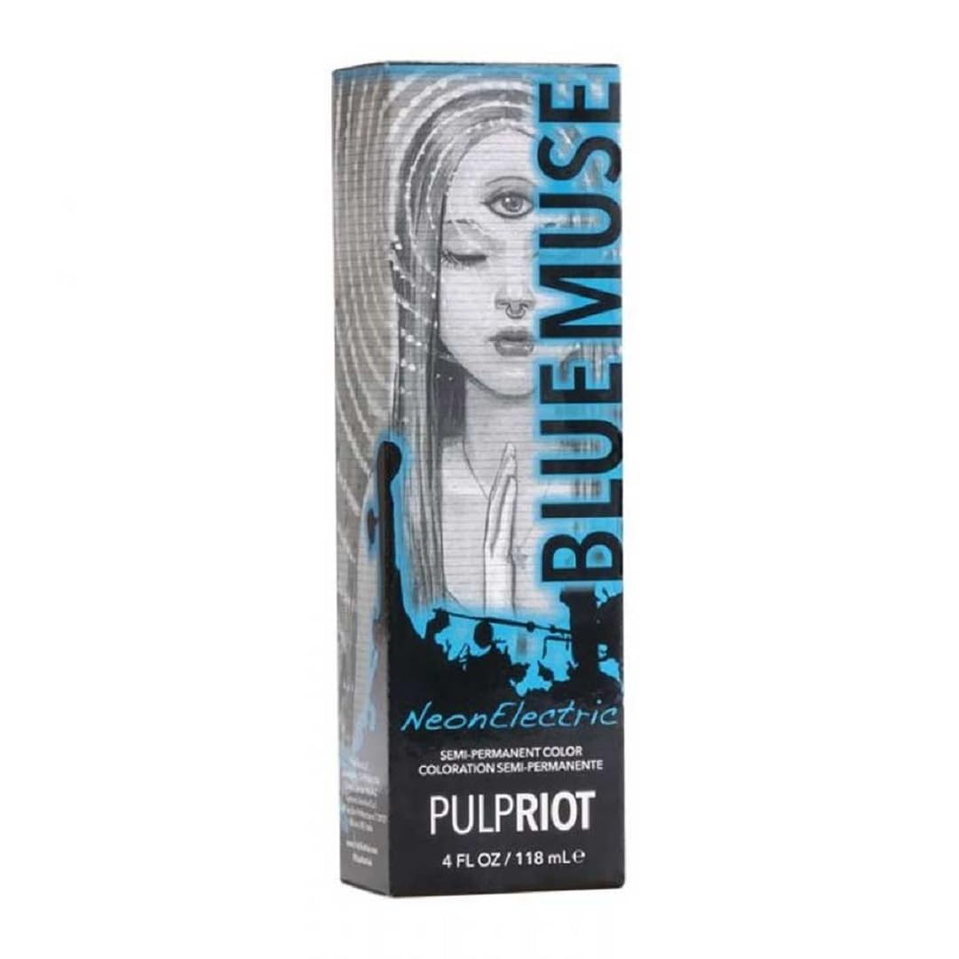 Pulp Riot Blue Muse tube application demonstrates easy direct-dye on dry hair for vibrant color.