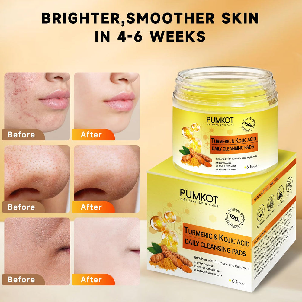 Pumkot pads on face in gentle circular cleanse for everyday use