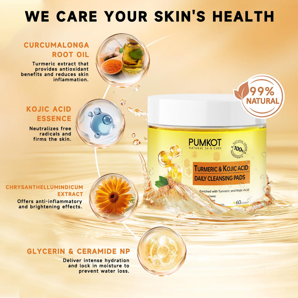 Pumkot texture close-up of turmeric kojic cleansing pads showing gentle exfoliation potential
