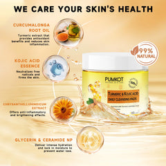 Pumkot texture close-up of turmeric kojic cleansing pads showing gentle exfoliation potential