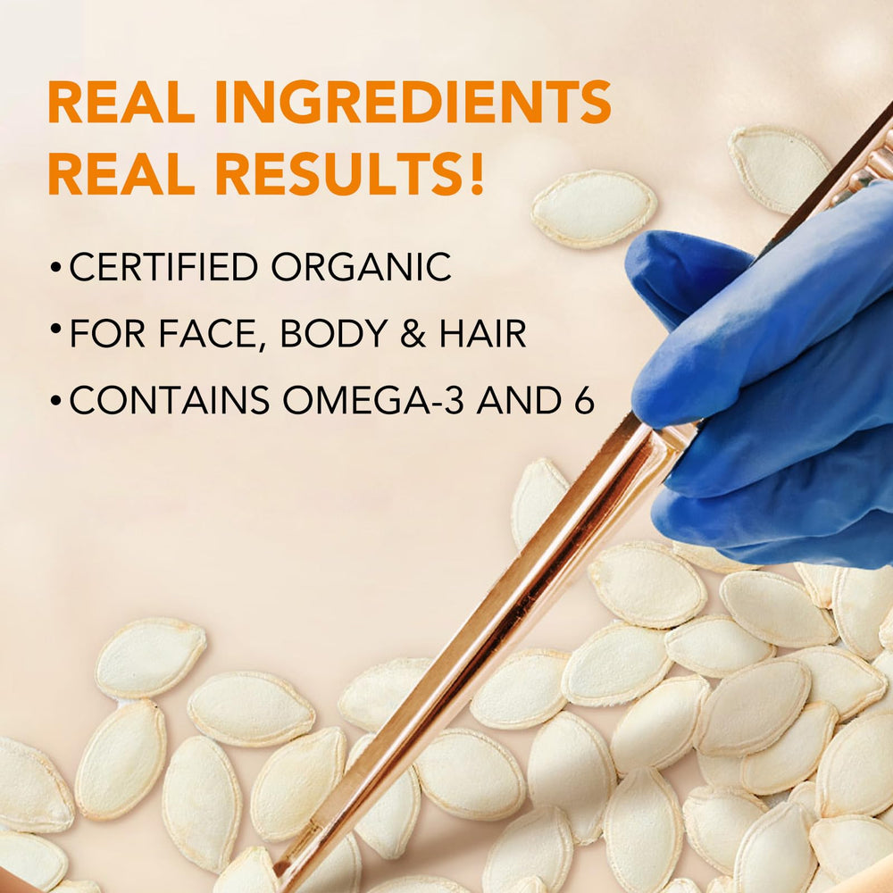 Pumpkin Seed Oil face care application for daily skin hydration.