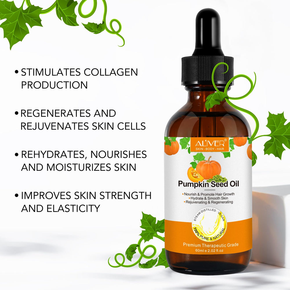 Pumpkin Seed Oil multi-use packaging suggests versatile routines.