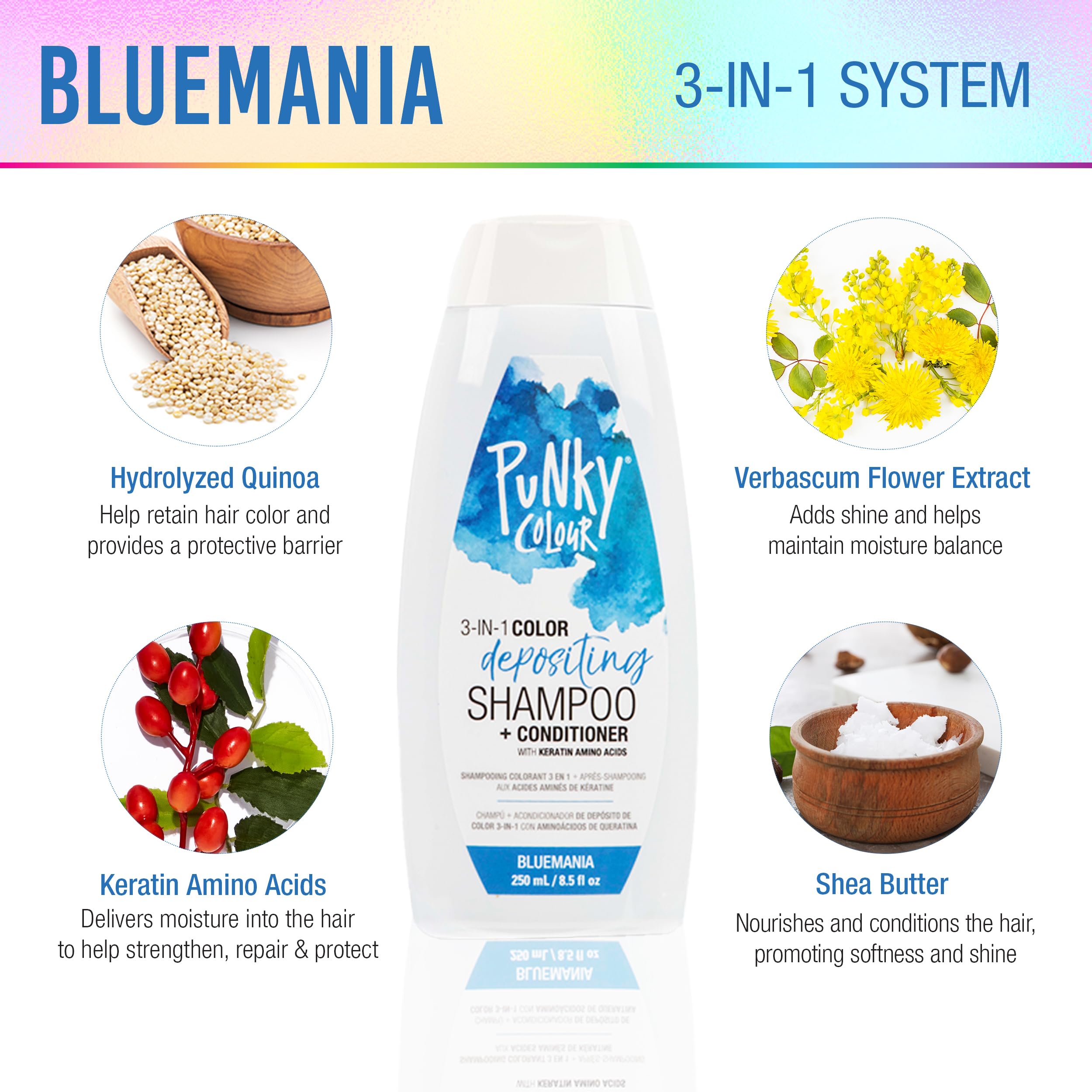 Punky Bluemania applying on hair demonstrates 3-in-1 cleansing and color deposit