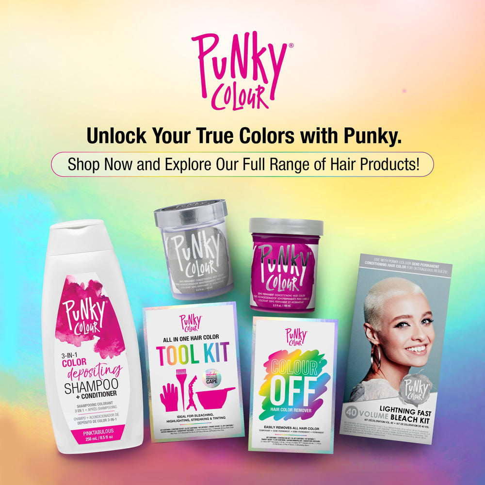 Punky Colour 3-in-1 pump-bottle demonstrates easy application on damp hair.