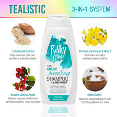 Punky Colour 3-in-1 Tealistic conditioner texture highlights softening benefits.