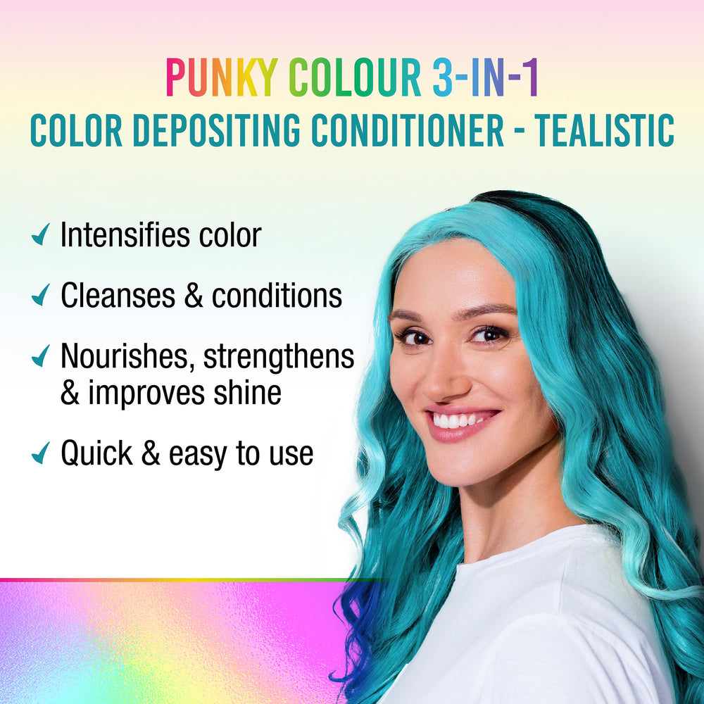 Punky Colour 3-in-1 Tealistic lather closeup suggests gentle cleansing and conditioning.
