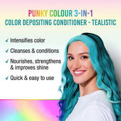 Punky Colour 3-in-1 Tealistic lather closeup suggests gentle cleansing and conditioning.