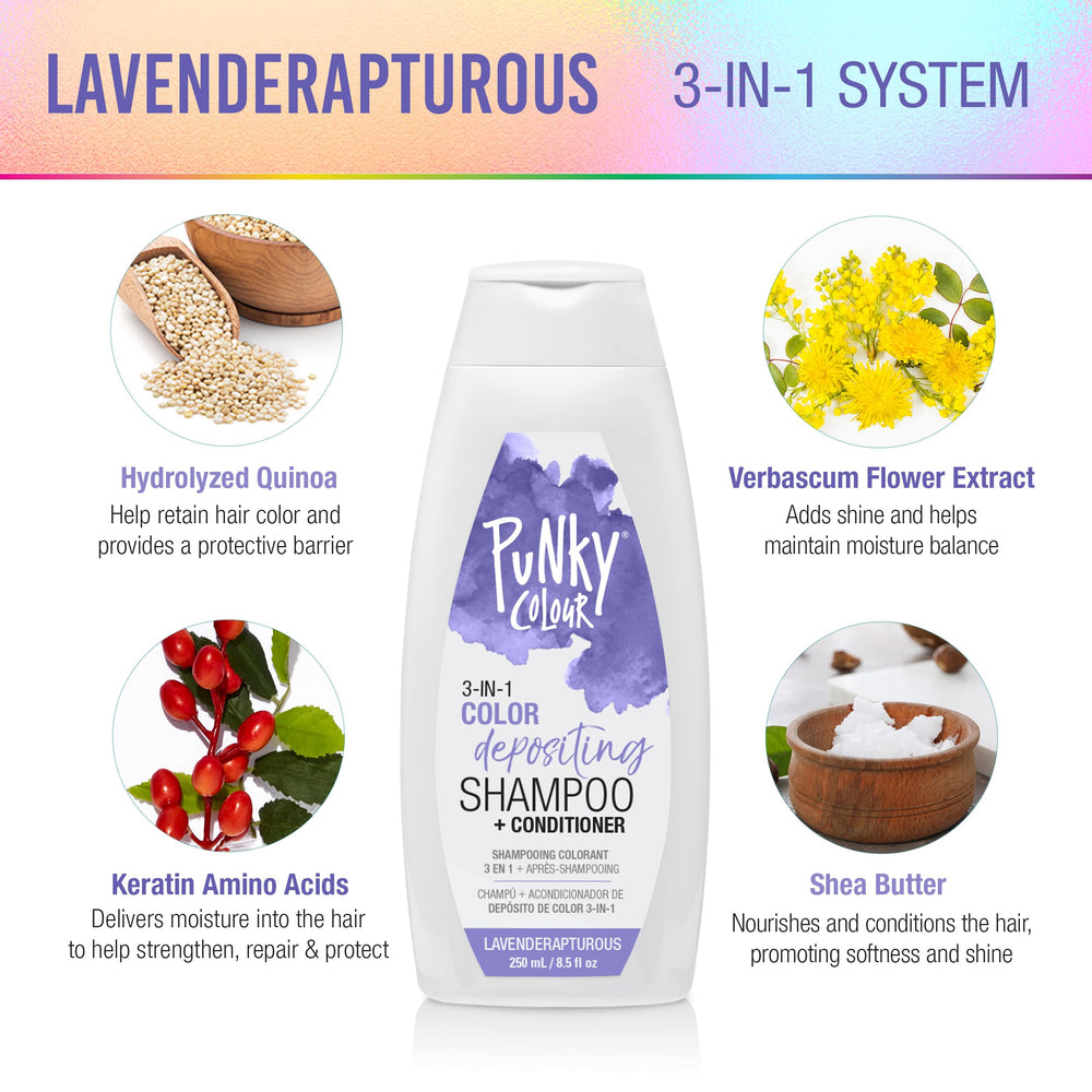 Punky Colour 3-in-1 Lavenderaptorous lather cleanses and refreshes color