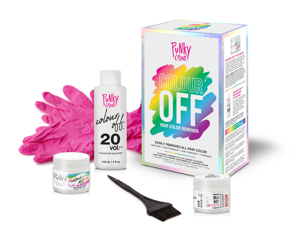 Punky Colour Off applicator sponge and dispensing spoon for precise application.