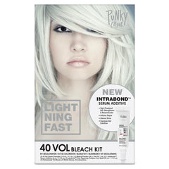 Punky Intrabond 40Vol Bleach Kit with gloves and brush for controlled at-home lightening.