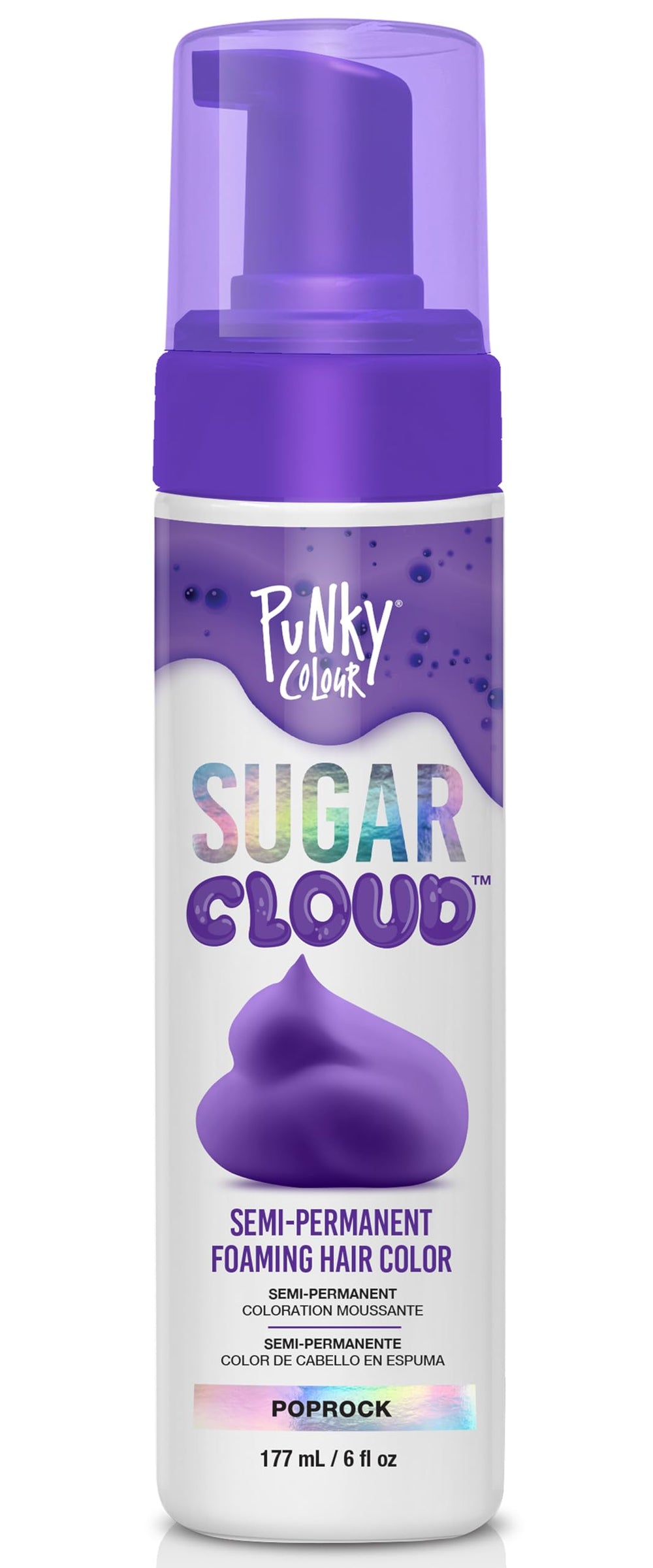 Punky Sugar Cloud Poprock bottle closeup showing vibrant color option without commitment.